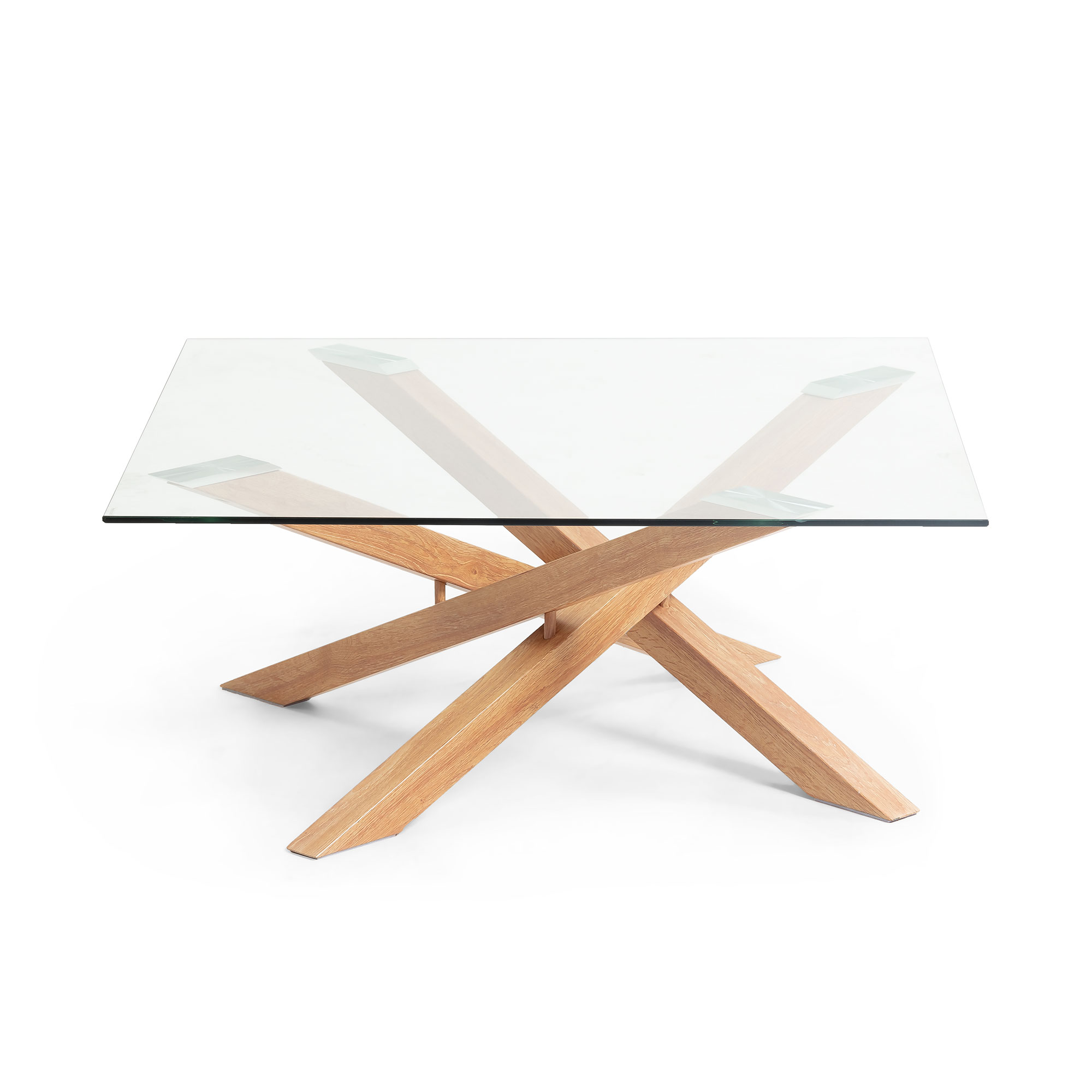 Table Basse Carree 90x90 Cm Verre Et Pieds Metal Fini Mikado